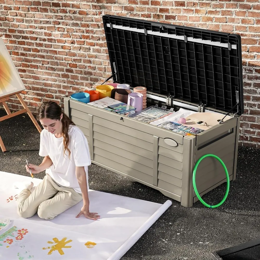 جديد - صندوق تخزين خارجي كبير سعة 120 جالونًا مقاومًا للماء، صندوق خارجي كبير جدًا، تخزين فناء من الراتنج - تخفيضات ساخنة. #1