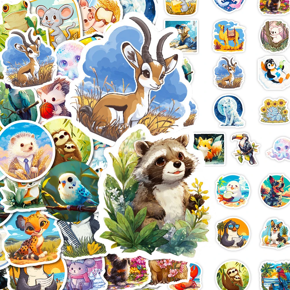 

10/30/56pcs Kawaii Animal World Graffiti Stickers Cartoon Creative Decals Decorative Motorcycle Suitcase Guitar Cute Sticker Toy