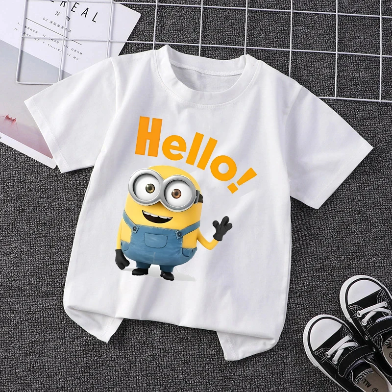 Minionses Kids T-shirt Children Short Sleeves Cartoon Tees Fashion Cotton T Shirt  Boy Girl Tops Summer Clothes Birthday Gift