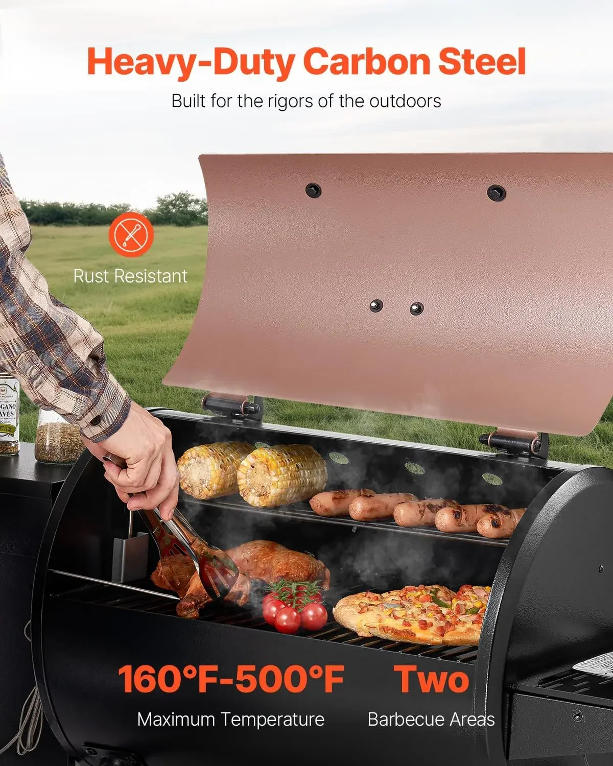Wood Pellet Grill Smoker, 8 in 1 BBQ Grills for Outdoor Cooking, 456 Square Inches Cook Area Electric Grill and Smoker, with Dig