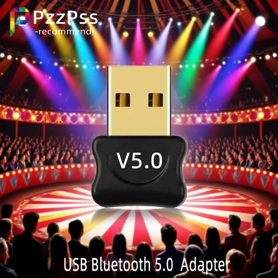 

PzzPss USB Bluetooth 5.0 Adapter Transmitter for Pc Computer Receptor Laptop Earphone Audio Printer Data Dongle Receiver