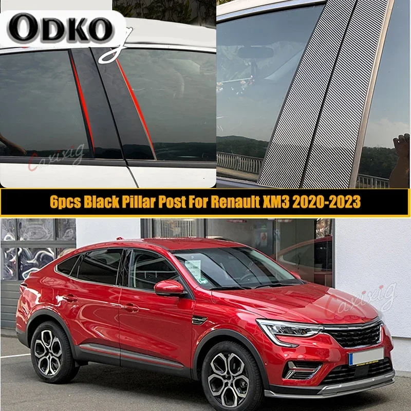 

6Pcs Car Door Window Pillar Posts Trim Cover Sticker Exterior Parts for Renault XM3/ Arkana 2020 2021-2023