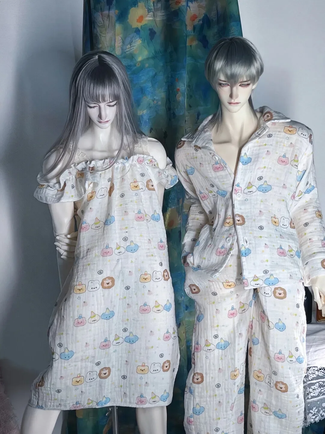 1/3ドール服 75cm BJDドール用 ドレスアップおもちゃ パジャマセット 長袖パンツ 寝間着 ごっこ遊び ドールアクセサリー、ドールなし