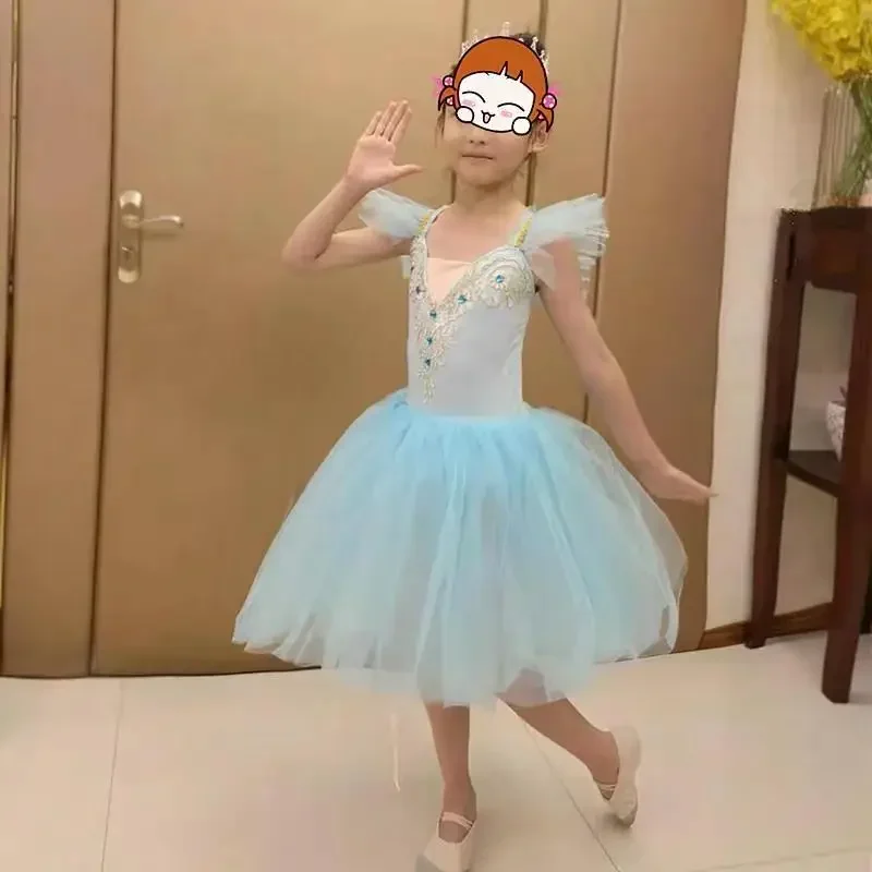 Tutu di balletto professionale ragazze Dancewear piatto Pancake Dress Ballerina Party abito lungo Ballerina Kids Ballet Dance Costume