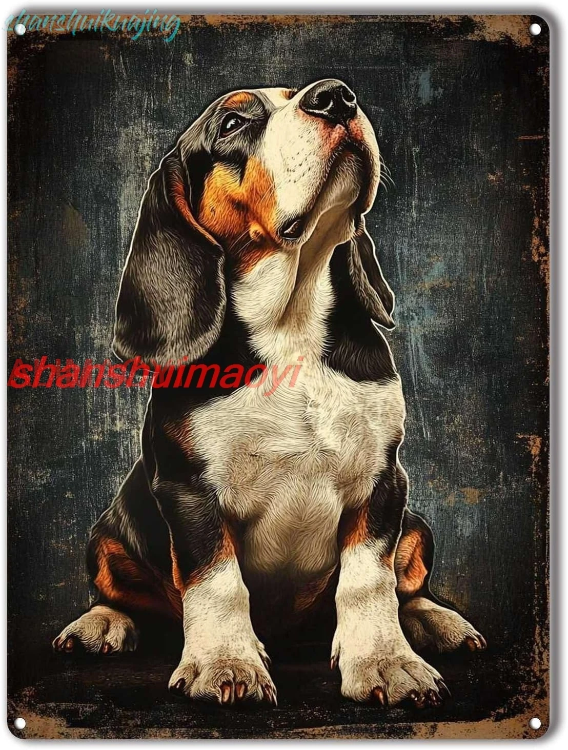 Metal Tin Sign An Angelic Basset Hound In Prayer For Bedroom Modern Fashion Office Wall Decor 12.00