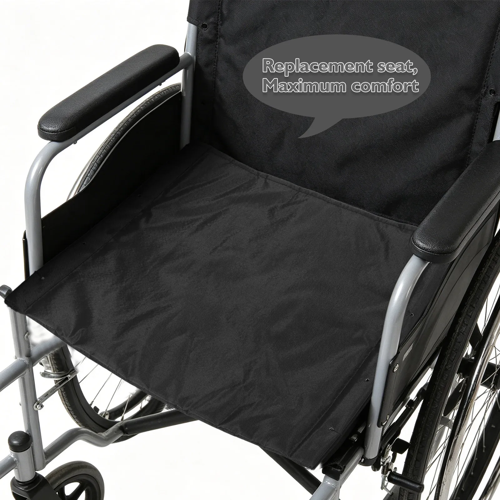 Wheelchair Replacement Seat Cushion Black Thickened Oxford Cloth 18.3x16.7 Inch Universal Seat Pad Refill Moisture Proof