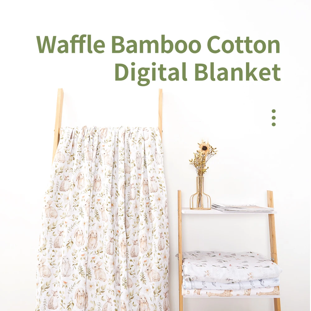 Kangobaby #My Soft Life# Autumn Winter New Super Comfortable Infant Waffle Blanket Bamboo Cotton Baby Quilt Large Size 120X160cm