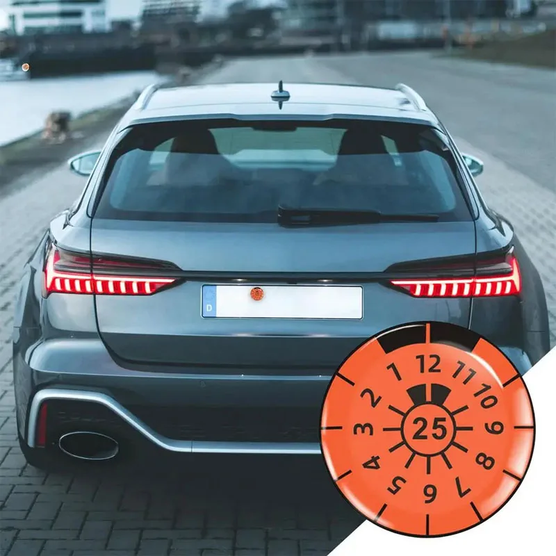 2Pcs Car Stickers 3D Gel Domed Sticker German License Plate Inspection Sticker 3D Gel Domed Stickers Round Waterproof Decor