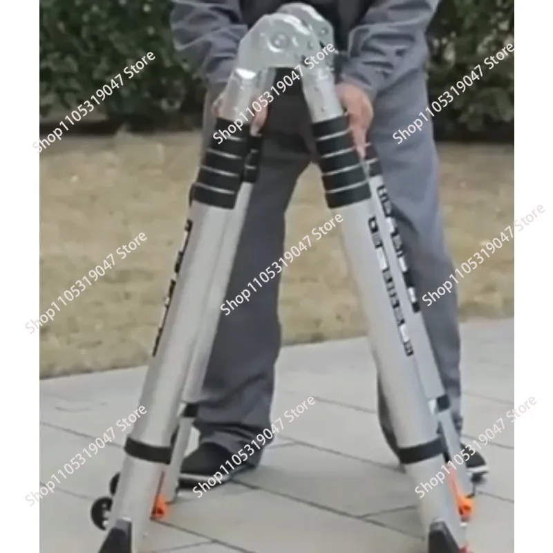 Heavy Duty Aluminum Telescoping Ladder 4m A-Frame Multi-Position Folding Ladder for Home Indoor Outdoor Use