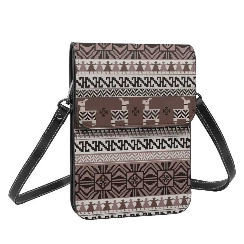 Peruvian Inca Style Shoulder Bag Deer Retro Leather Streetwear Mobile Phone Bag Woman Gift Bags Xmas Gift