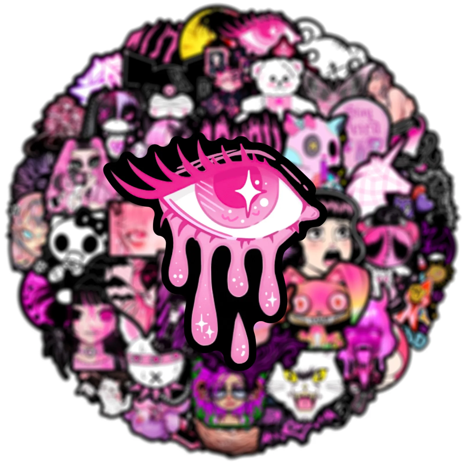 50 قطعة القوطية الأسود الوردي ملصق الإرهاب الكتابة على الجدران ملصقات التزلج دراجة نارية خوذة حقيبة أمتعة الهاتف ملصق مضاد للمياه