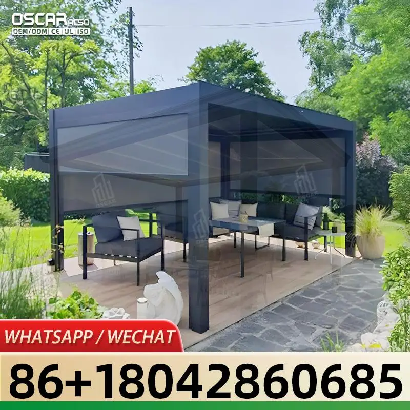 3x3 3x4 4x4 6x4m Bioclimatic Aluminium Louver Pergola with Zip Screen Outdoor OEM Factory pergola view 2