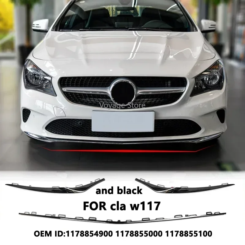 

1178854900 1178855000 1178855100 Front Spoiler Splitters Deflector Chrome Plating Bumper Lip For Mercedes Benz CLA W117 C117 1