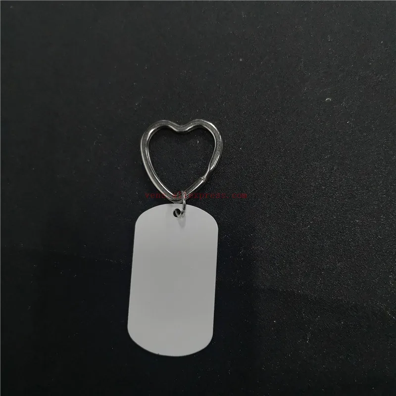 

sublimation blank metal dog tag keychains with heart ring hot transfer necklace pendant diy custom consumable 30pieces/lot