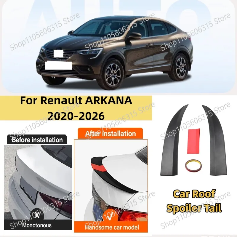 For Renault ARKANA 2020-2026 3-Section ABS Rear Trunk Spoiler 115-125cm Adjustable Sports Decor Top Wing Car Exterior Parts