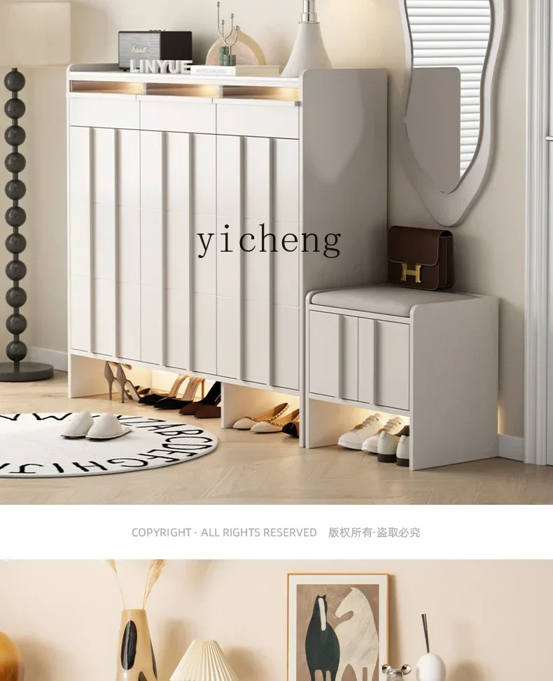 v5.29 solid wood multi-layer shoe cabinet minimalist household indoor entrance locker entrance