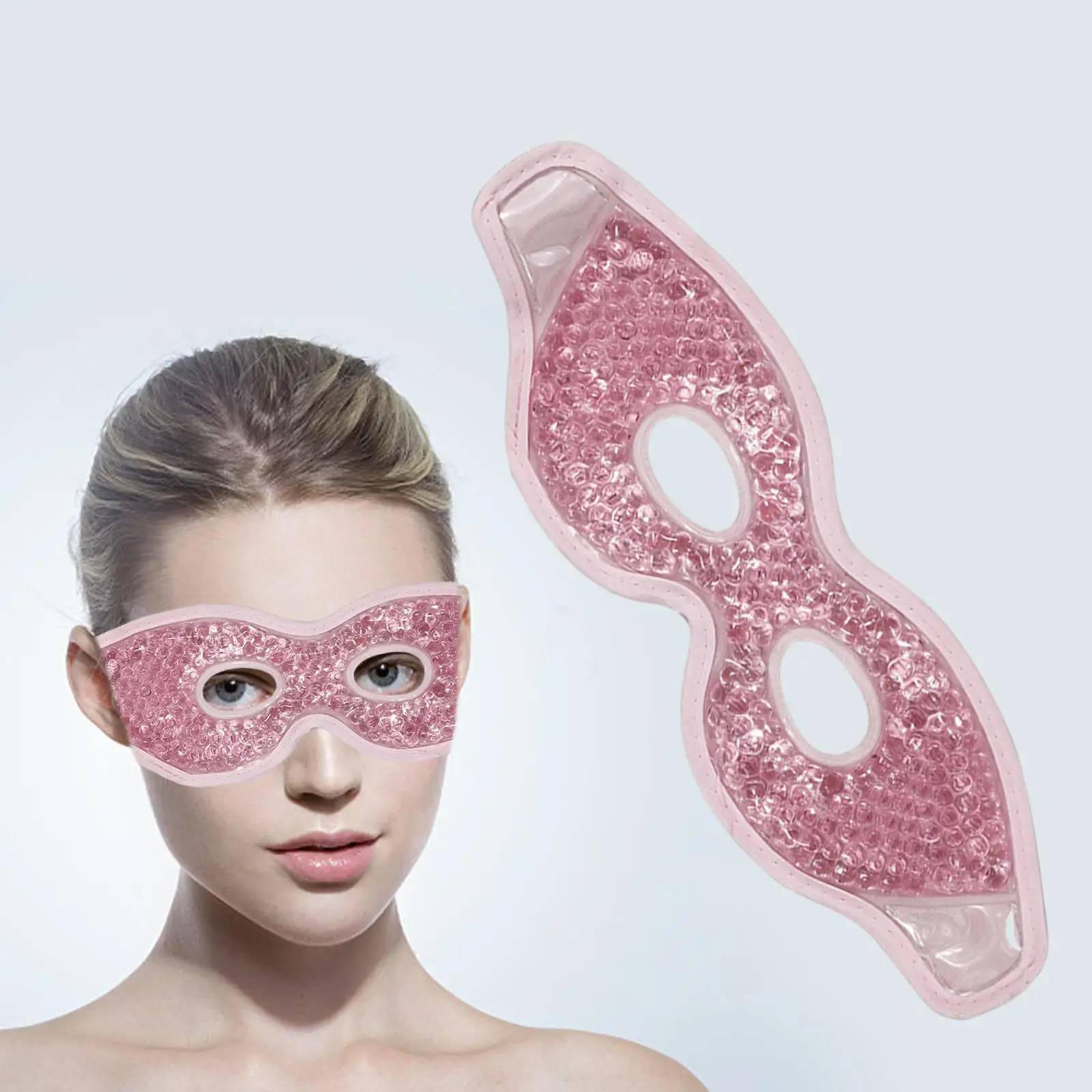 Cold Compress Gel Bead Eye Mask Cooling Eye Pads for Eye Strain Headache Relief Adjustable Sleeping Mask for Women Men