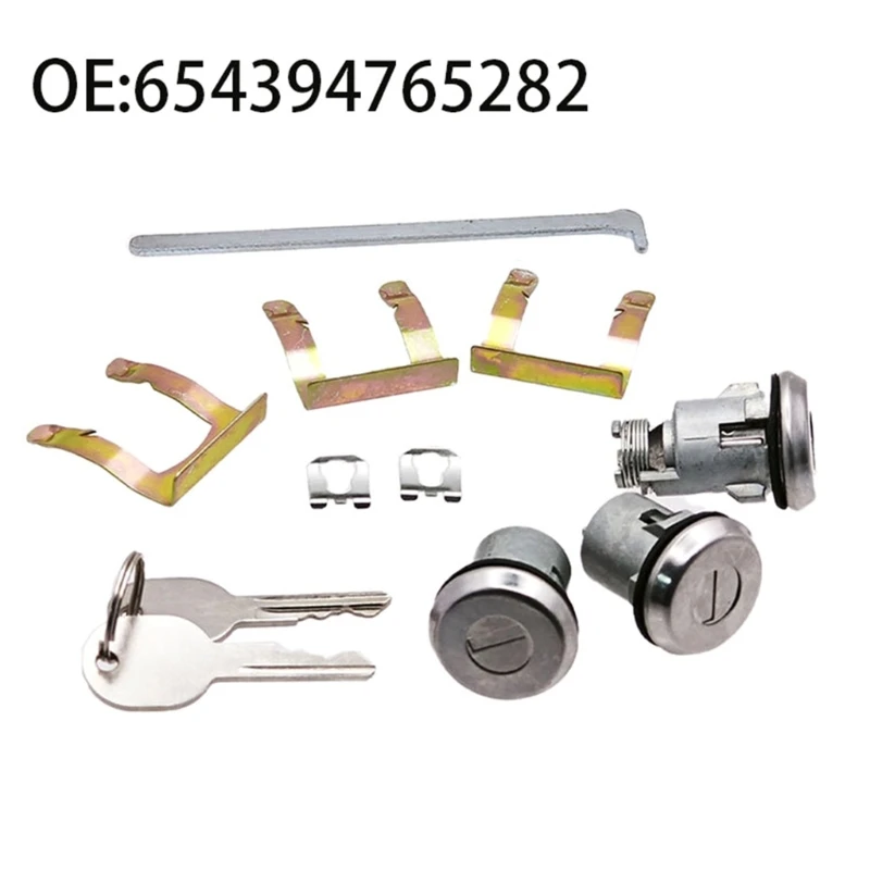 M76E Car Door Lock with 2 Keys, 654394765282 Hardware Set for Worn Lock Parts, Vehicle Restoration and Repair Service