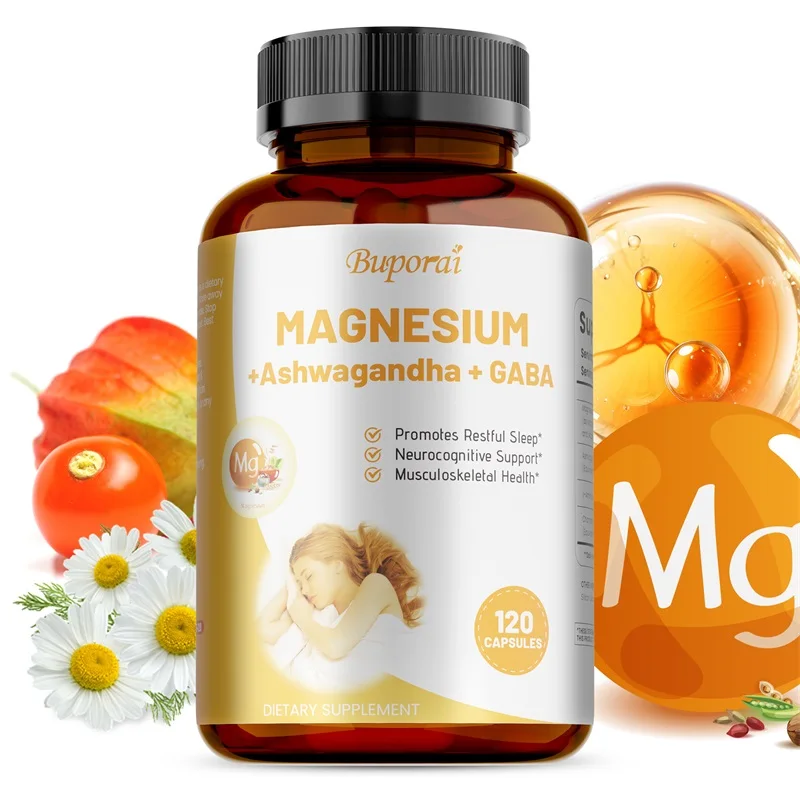 

Magnesium + Ashwagandha & GABA - Promotes Sleep and Mood Health, Improves Sleep Quality, Boosts Immunity, and Increases Energy