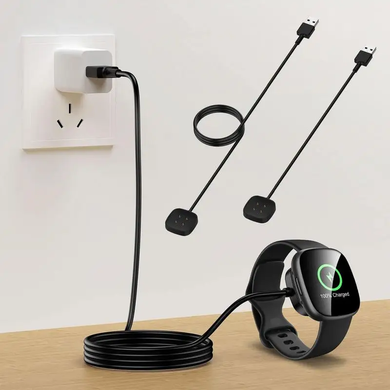 0.3M/1M สำหรับ Fitbit Versa 4/3สมาร์ทวอท์ช USB ชาร์จสายเคเบิลอะแดปเตอร์ Fitbit Sense 2สมาร์ทวอท์ชเปลี่ยนอุปกรณ์เสริม