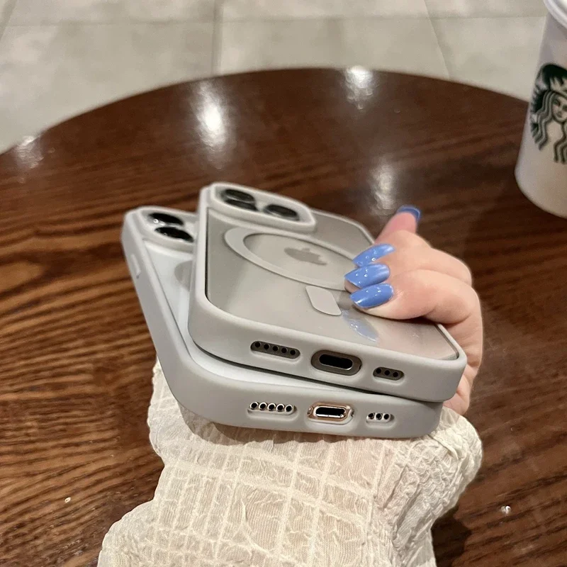 حافظة شفافة فاخرة للشحن اللاسلكي Magsafe لهاتف آيفون 16 15 14 13 12 11 Pro Max Plus حافظة ممتصة للصدمات مغناطيسية صغيرة #3