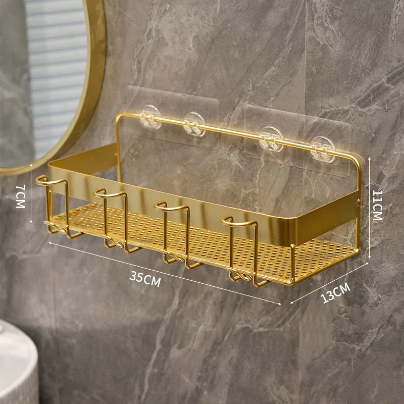 Gold toothbrush storage rack, bathroom wall mounted toothbrush mouth cup storage     rack, bathroom accessories bathroom shelves