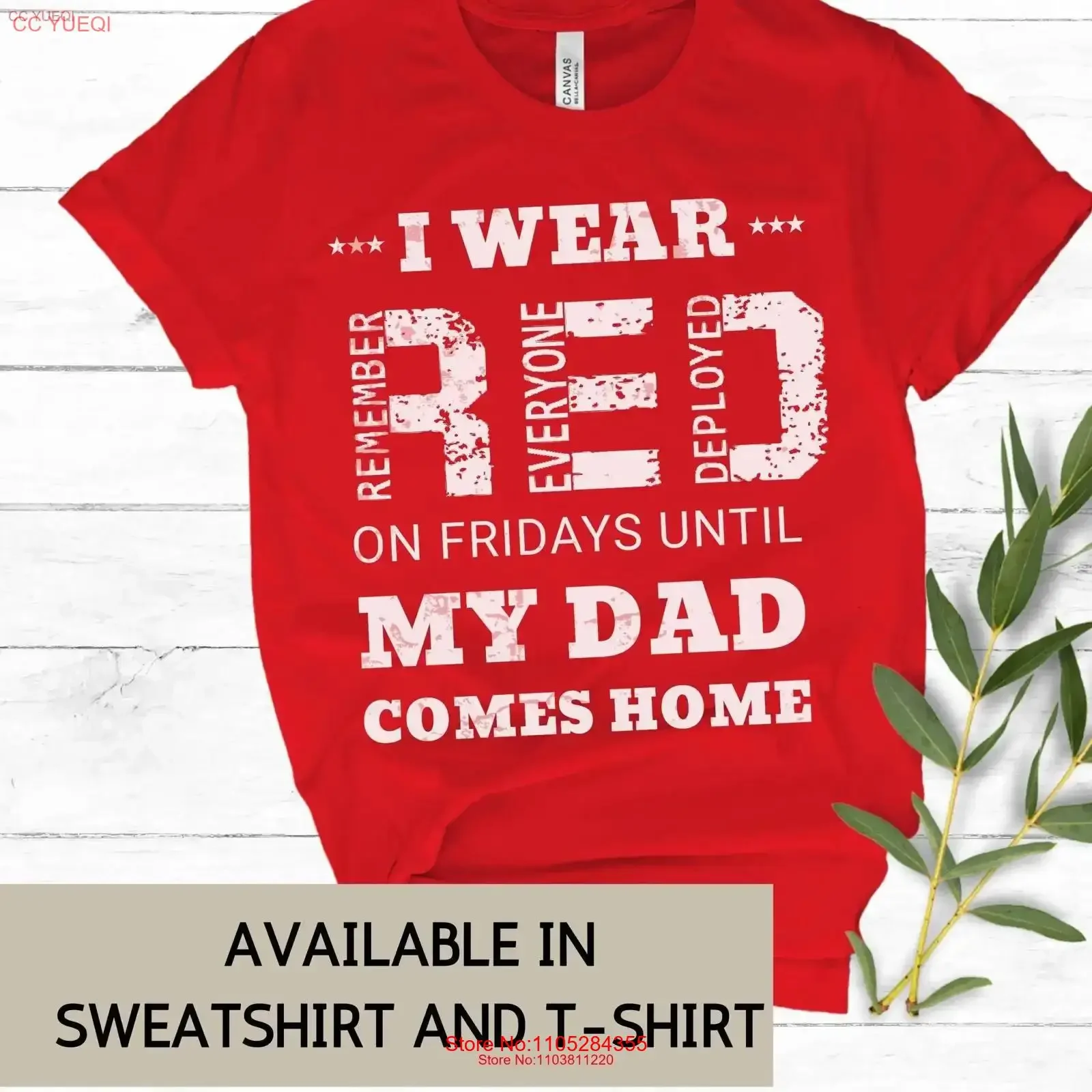 I Wear Red On Fridays Until My Dad Comes Home Friday T Shirt American Flag Remember Military Family vintage Washed Casual
