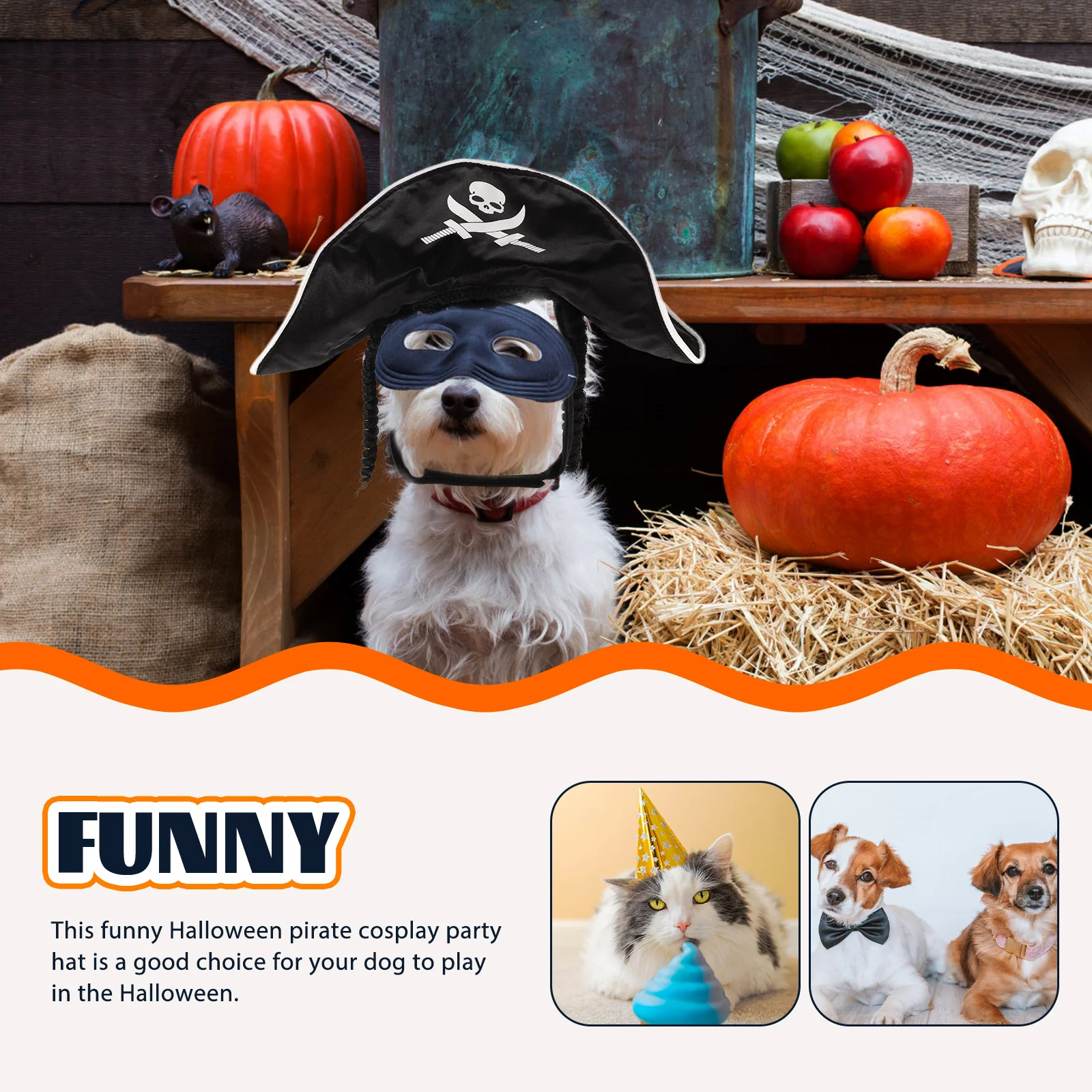 

Halloween Pet Pirate Hat for Small Dogs Cats Funny Costume Accessories Decorations Cosplay Props Dog Supplies