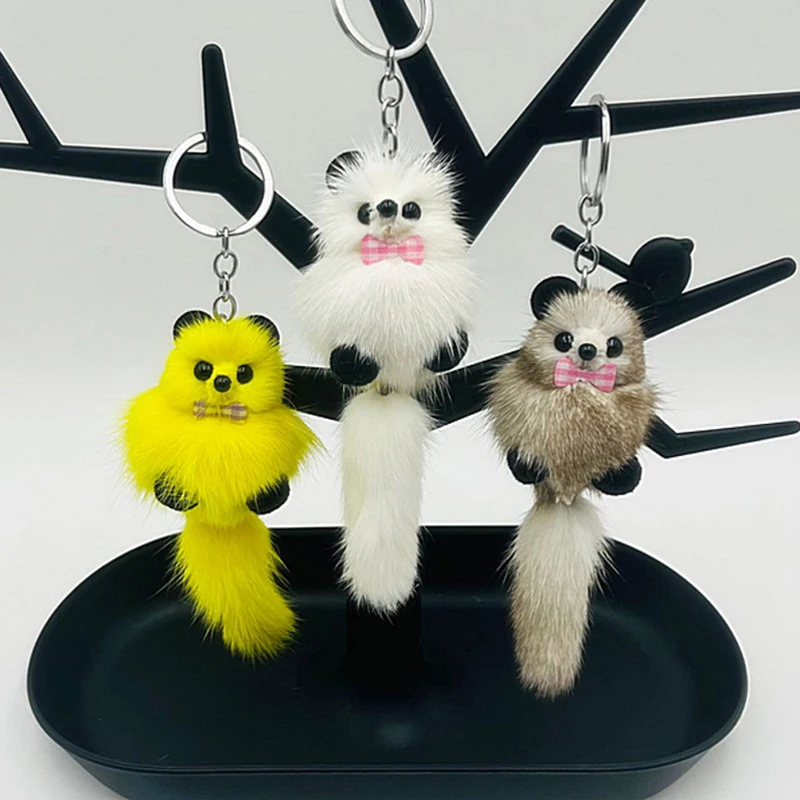 New Personality Plush Raccoon Key Ring Soft Fox Doll Keychain Fashion Bag Pendant Simple Cute Charm Cute Plush Car Pendant