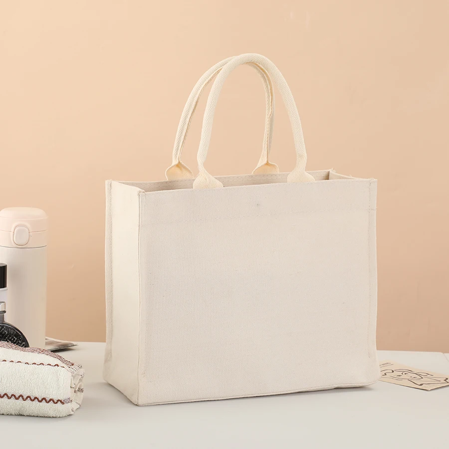 

New cartoon tote bag with large capacity buckle canvas bag, gift shopping bag, travel luggage tote bag