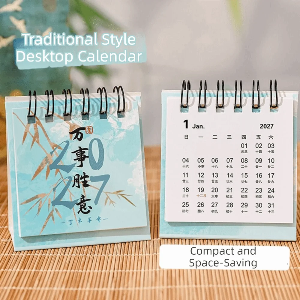 Metal Coil 2027 Desktop Calendar Standing Design Flip Page Monthly Planner Monthly Schedule Paper Spiral Desk Calendar Work Plan