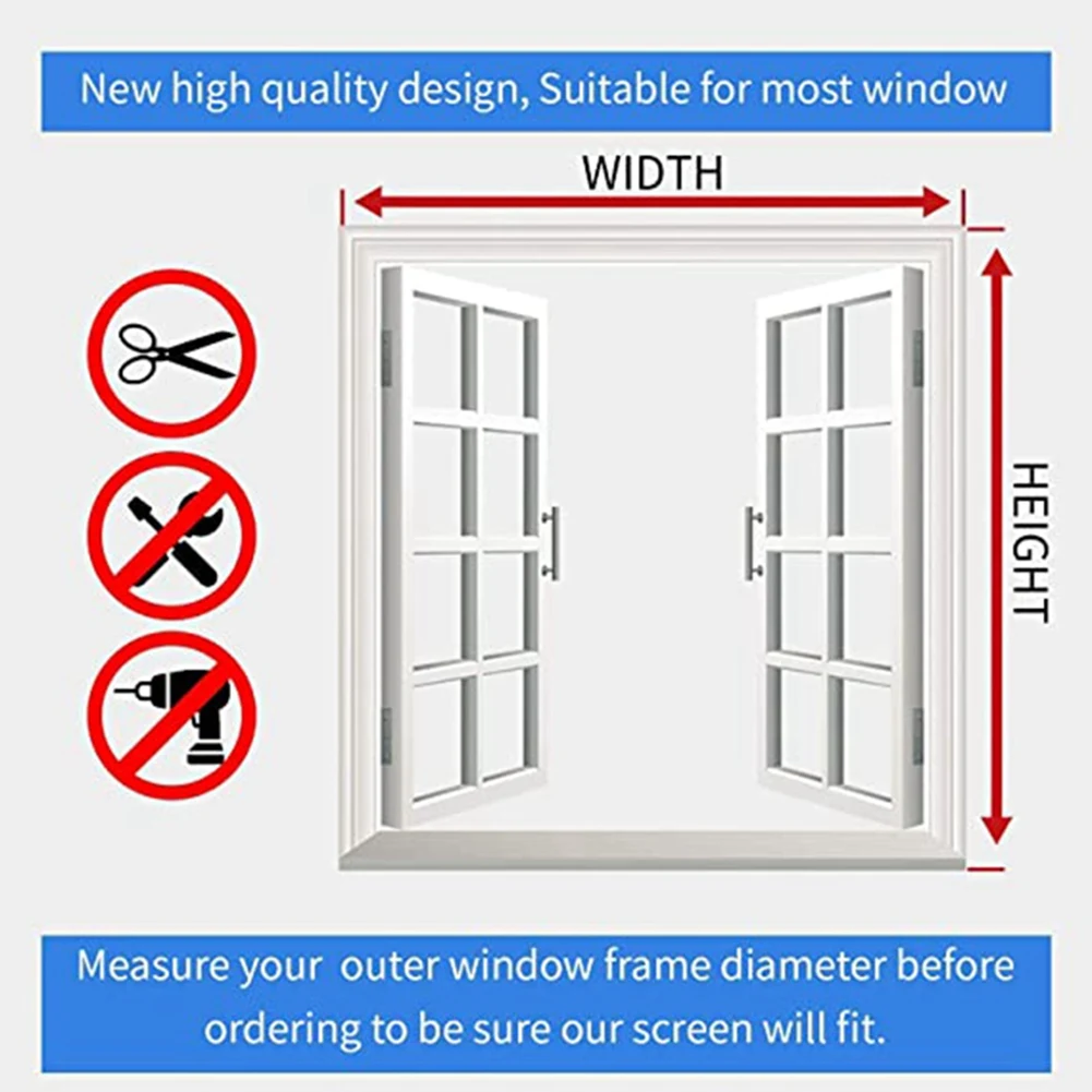 AT05-Mosquito Net For Window, 6 PCS Fly Window Screen Mesh Insect Netting Mosquito Protector And 6 Rolls Self-Adhesive Tapes