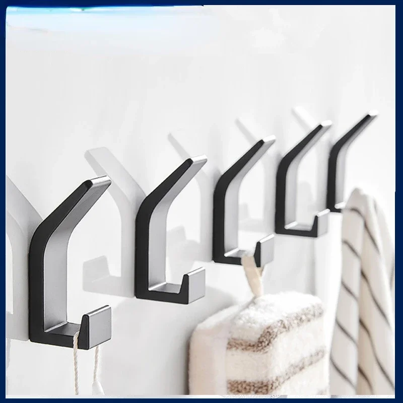 3pcs kitchen hook new space aluminium bathroom hook coat hook Nordic black punch-free shelf.