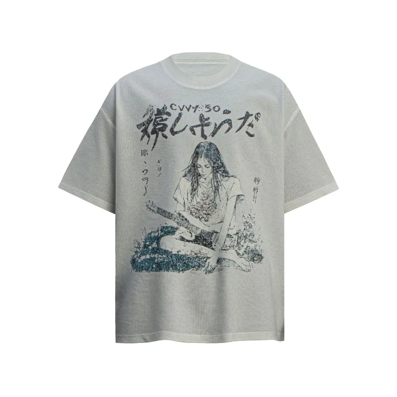 جديد رجل تي شيرت الأمريكية خمر الكرتون المطبوعة الجرافيك تيز الصيف زوجين عادية كم قصير بلايز المتضخم تي شيرت الذكور #3