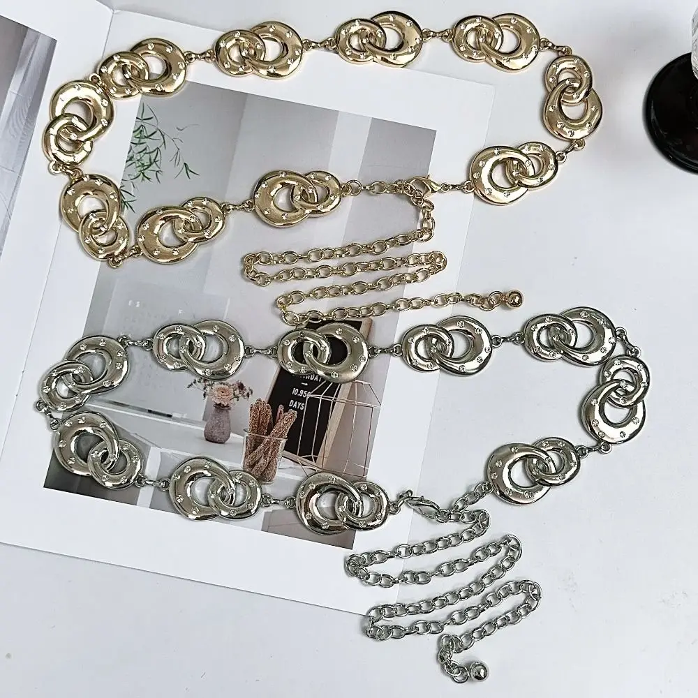 أنيقة معدنية دائرية حلقة الخصر سلسلة الذهب/الفضة مجوهرات الإكسسوار البوهيمي الجسم سلسلة حزام البطن سلسلة فستان حزام سلسلة