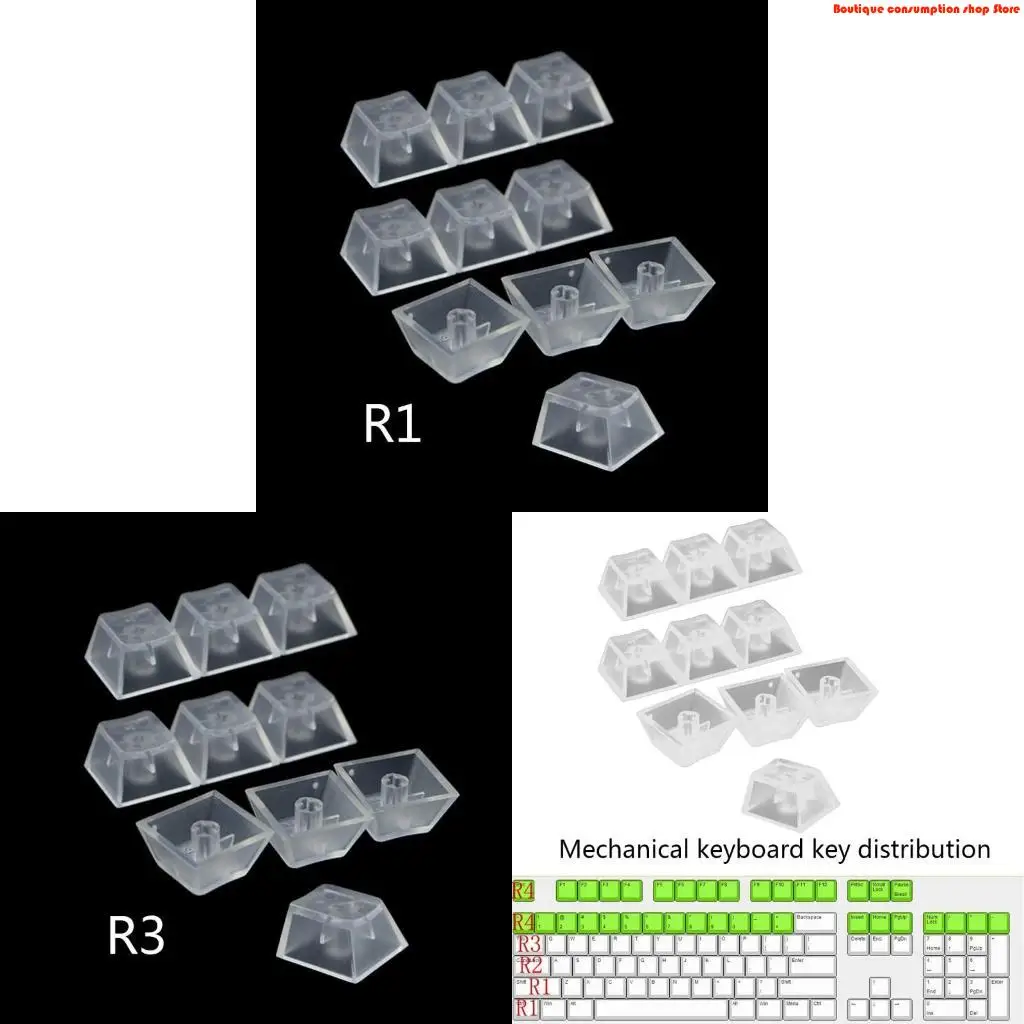 L9NA 10Pcs Transparent ABS Keycaps Mechanical keyboard Matte Backlit For R3