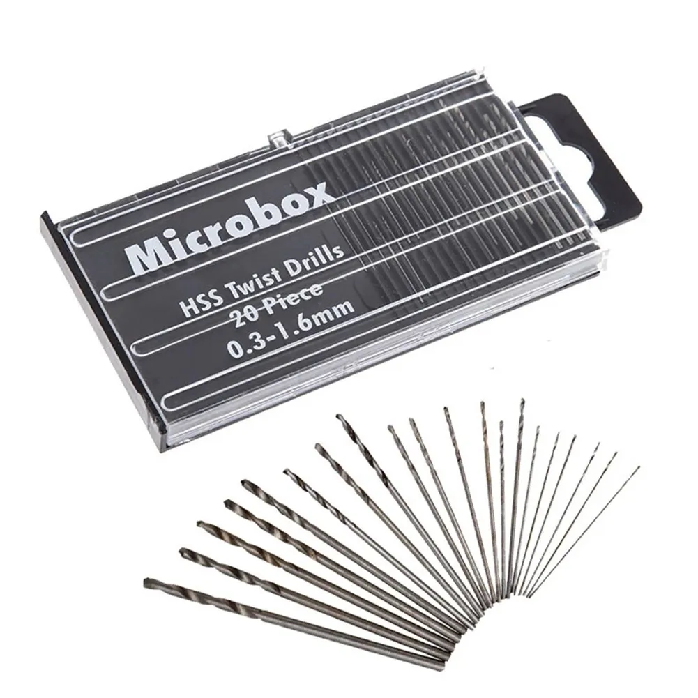 20Pcs 0.3mm-1.6mm Hand Drill Bit Set Semi-Automatic Mini HSS Spiral Twist- Drill Bit Craft Jewelry Wood Punching DIY Tool