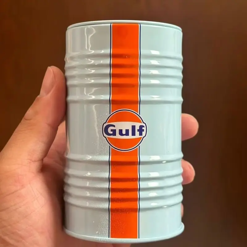 Gulf Oil Racing Car Mini Model Tin Box Scene Desktop Decoration Home Garden Decoration Craft Piggy Bank Collection Gift  Adult