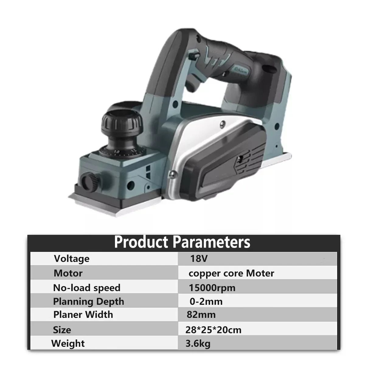 WOYOFADA 18V 15000RPM Rechargeable Electric Planer Cordless Handheld Wood Cutting Tool with Wrench for Makita 18V Battery