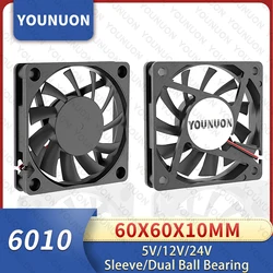 YOUNUON DC 5 V 12 V 24 V 60mm Fan 6010 DC Fan 60x60x10mm 6 cm Soğutma Soğutucu Fan Bilgisayar PC Fan CPU Kasa Soğutma Bilyalı Rulman Fanı