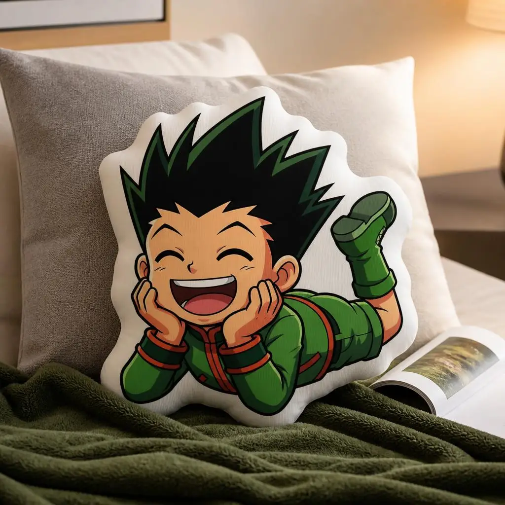 Chibi Anime Gon Freecss HXH Plush Pillow Cushion Irregular Stuffed Throw Pillow Home Decor Gift Sofa Bed Couch