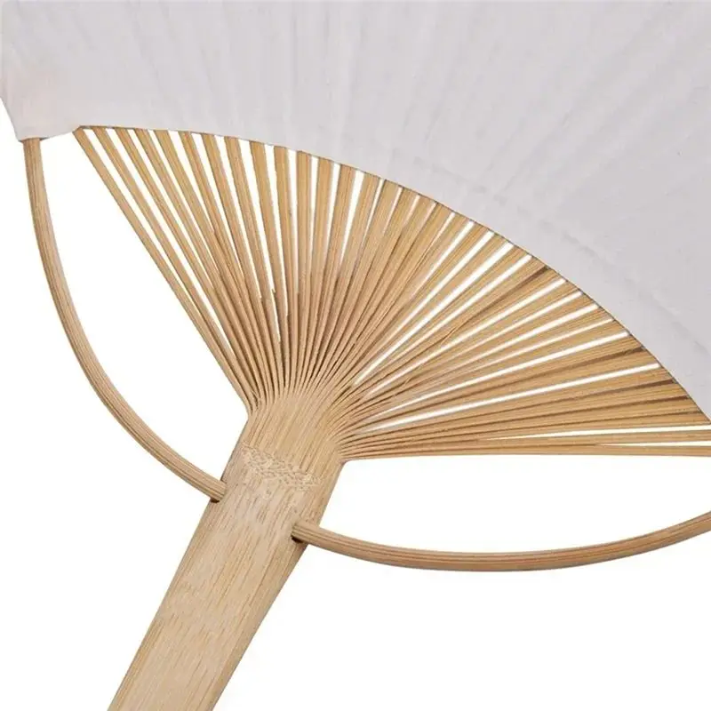 AEE4-10Pcs Pure White Bamboo Handle Blank Calligraphy Painting Blank Group Fan White Fan