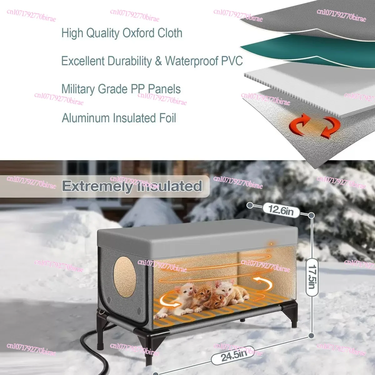 Waterproof Cat House Warm Heated Winter  House Insulated Outside Foldable Cats Nest Tent Sleeping Extra Large Warm Pet Room