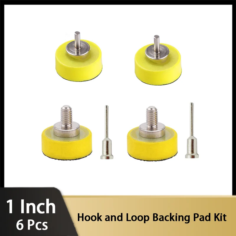 

1 Inch Hook and Loop Backing Pads Kit 6 Pcs with Shank Adapter and Attachment Backing Pads for Most Kinds of Rotary Tool Polish