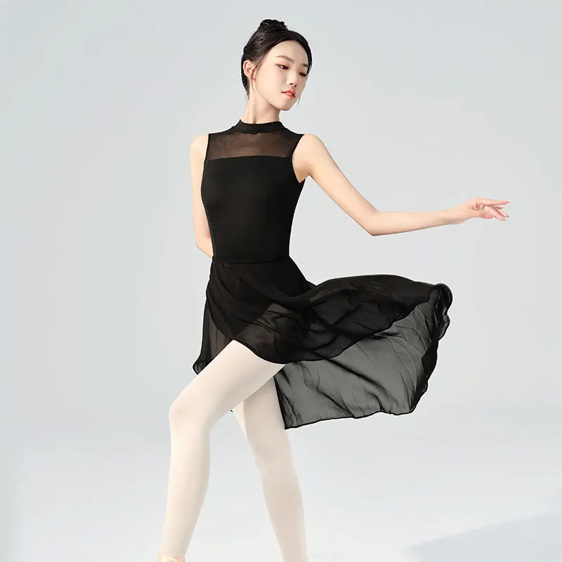 Women Ballet Skirt Dance Wrap Skirt Long Chiffon Dance Skirt Ballet Tutu Dress Skate Skirt Adjustable Buckles Ballerina Skirt