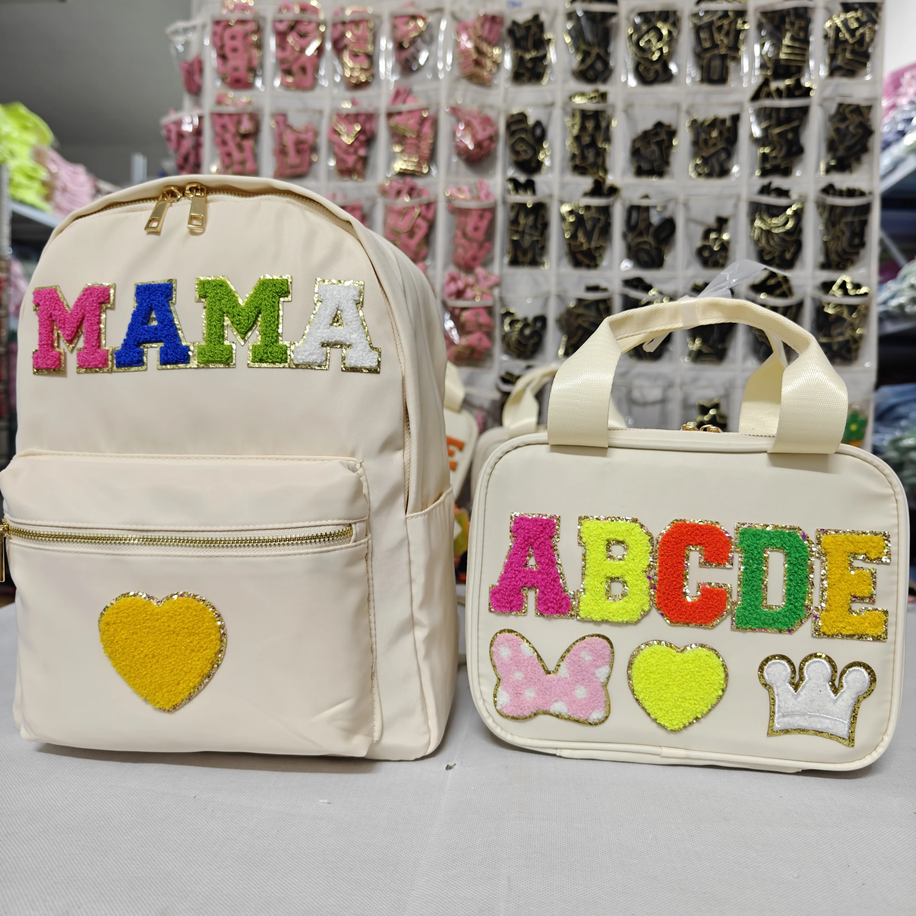 

Nylon Backpack with Lunch Bag Kits Waterproof Rucksack Casual School Bags for Women Student Teenagers Sets