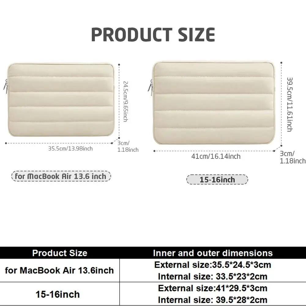 OUIO Puffy Laptop Sleeve Case For 13 16 Inch MacBook Air M5 M4 M3 M2 Neo/Pro HP Dell ASUS Lenovo Daily Life School Notebook Bag
