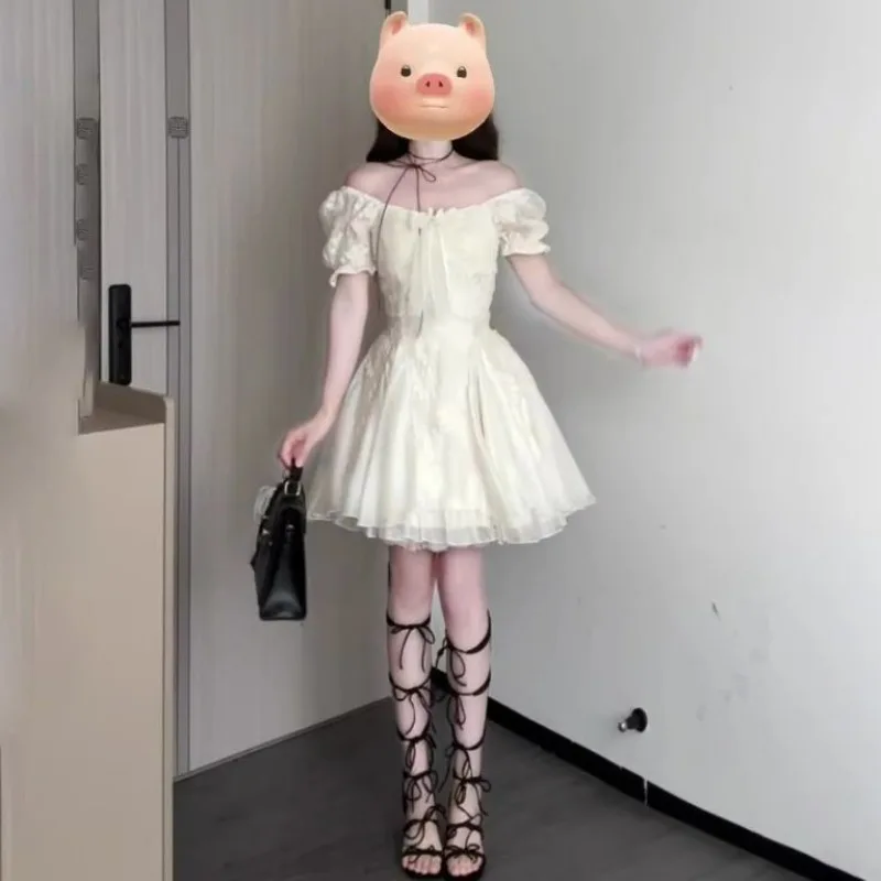 2025 novo verão doce vestido feminino estilo japonês emenda manga curta bonito e único temperamento fofo vestidos curtos