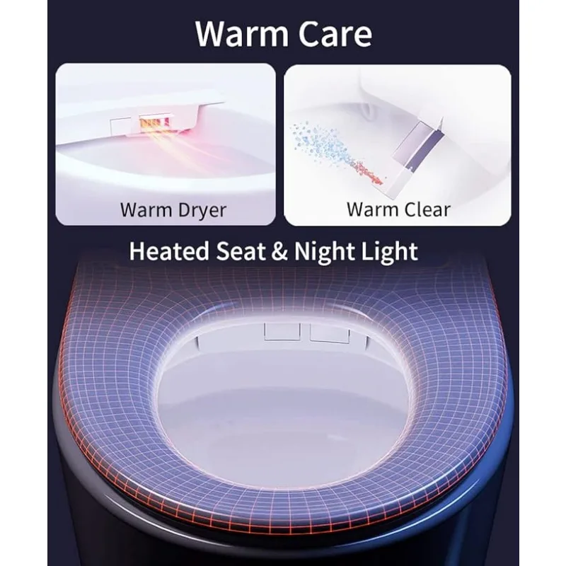 DP7 Smart Toilet with Bidet Built in,Auto Open/Close,Heated Seat,Automatic Flush Bidet Toilet,Night Light,Elongated image 3