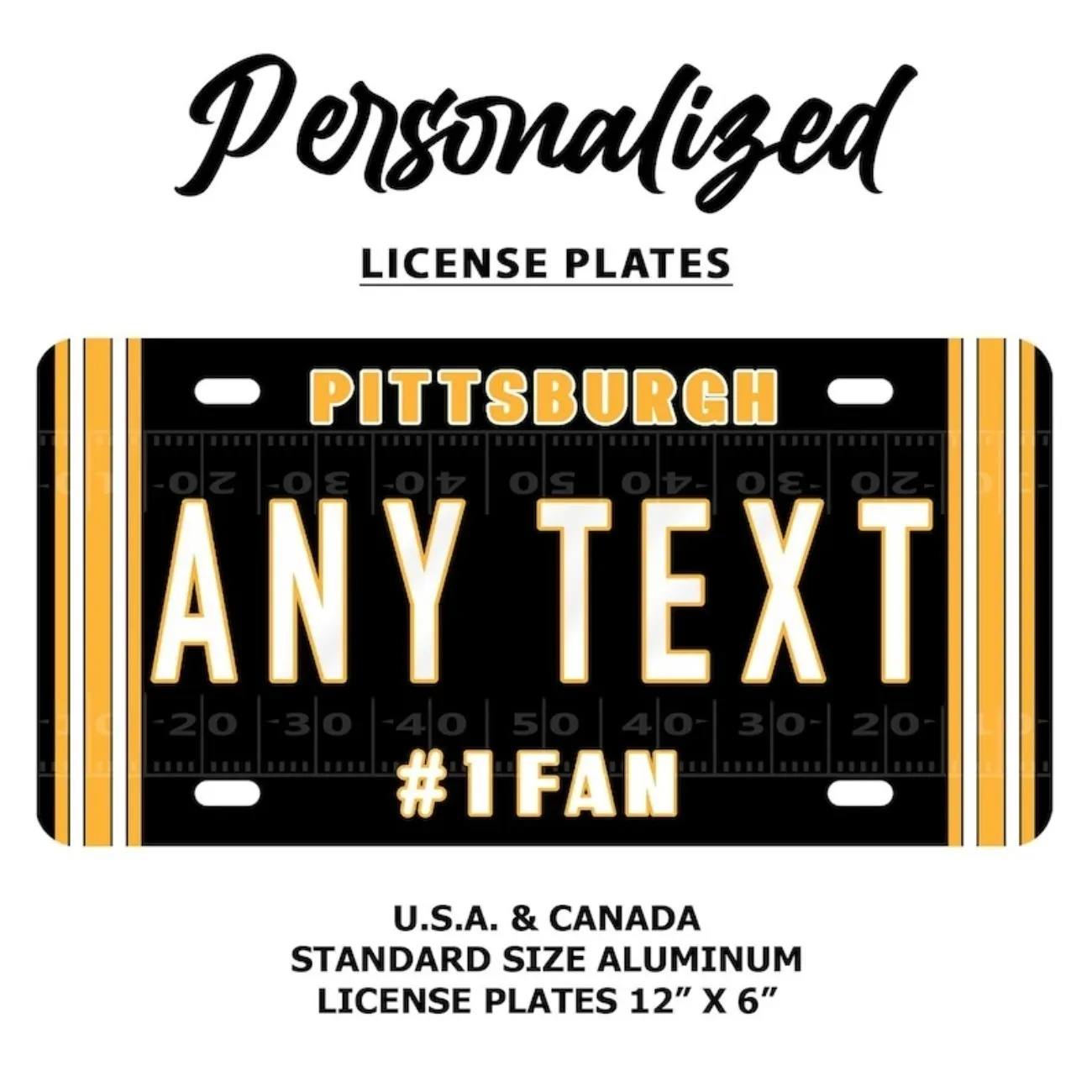 Personalized Pittsburgh Steelers Aluminum License Plate, 6-Time Champions Legendary Commemorative Decor for Car Home Garage Wall view 6